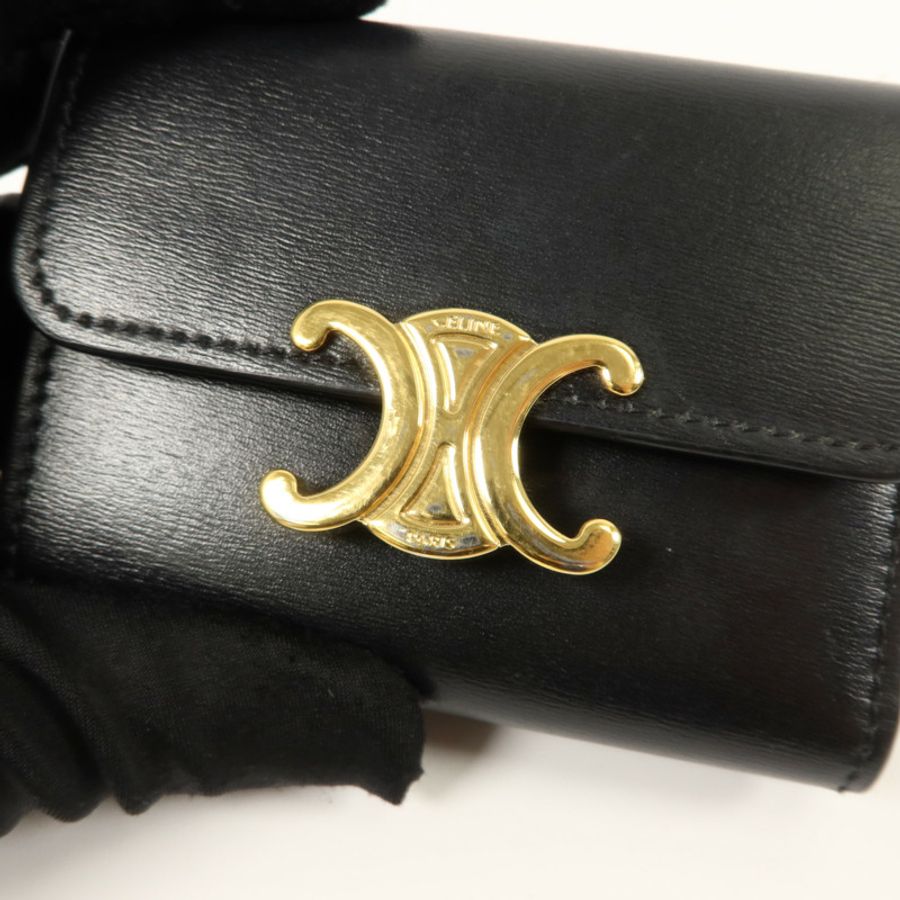 CELINE 牛皮皮革Triomphe Compact Wallet錢包-10