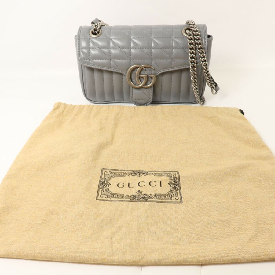 GUCCI 牛皮皮革GG Marmont Shoulder Bag鏈帶肩背袋-8