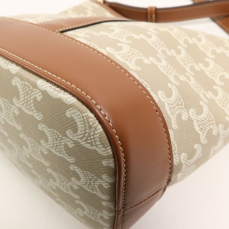CELINE 塗層帆布Triomphe Bucket Bag Small肩背袋-10