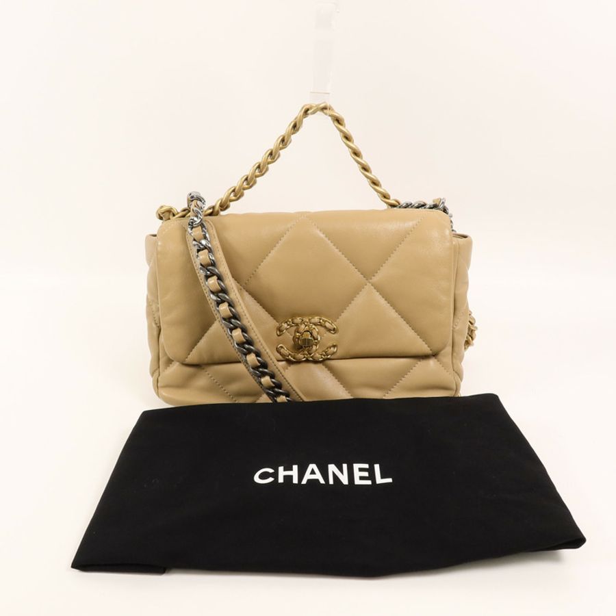 CHANEL 羊皮皮革Chanel 19 Medium鏈帶手挽肩背兩用袋-9