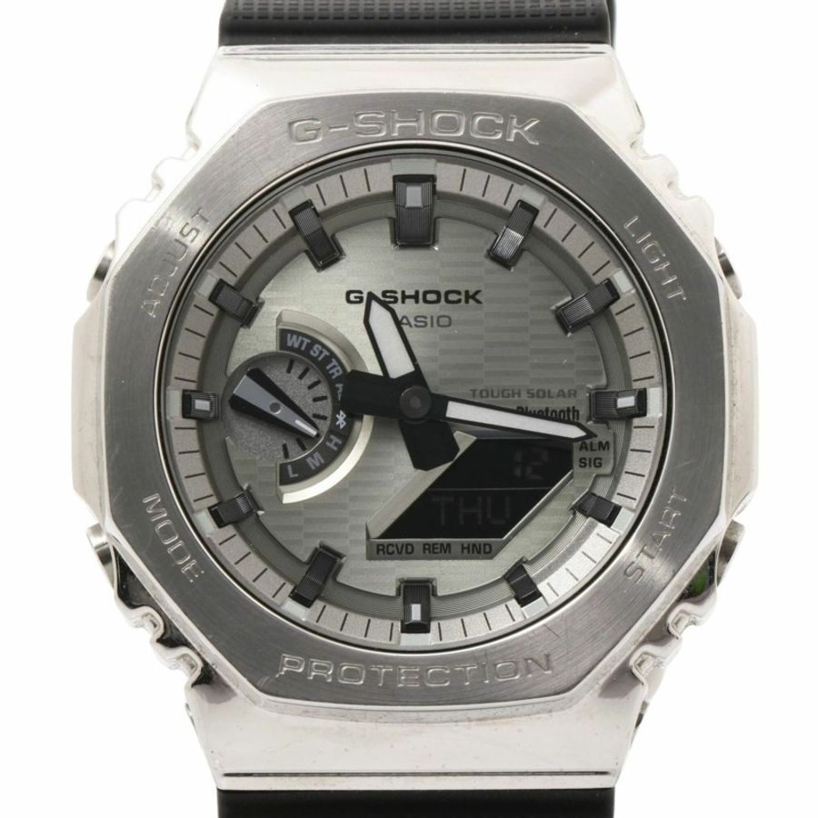 卡西歐 G-SHOCK 2100 系列 GBM-2100A-8BJF 銀黑色不鏽鋼 x 樹脂男士太陽能手錶-0