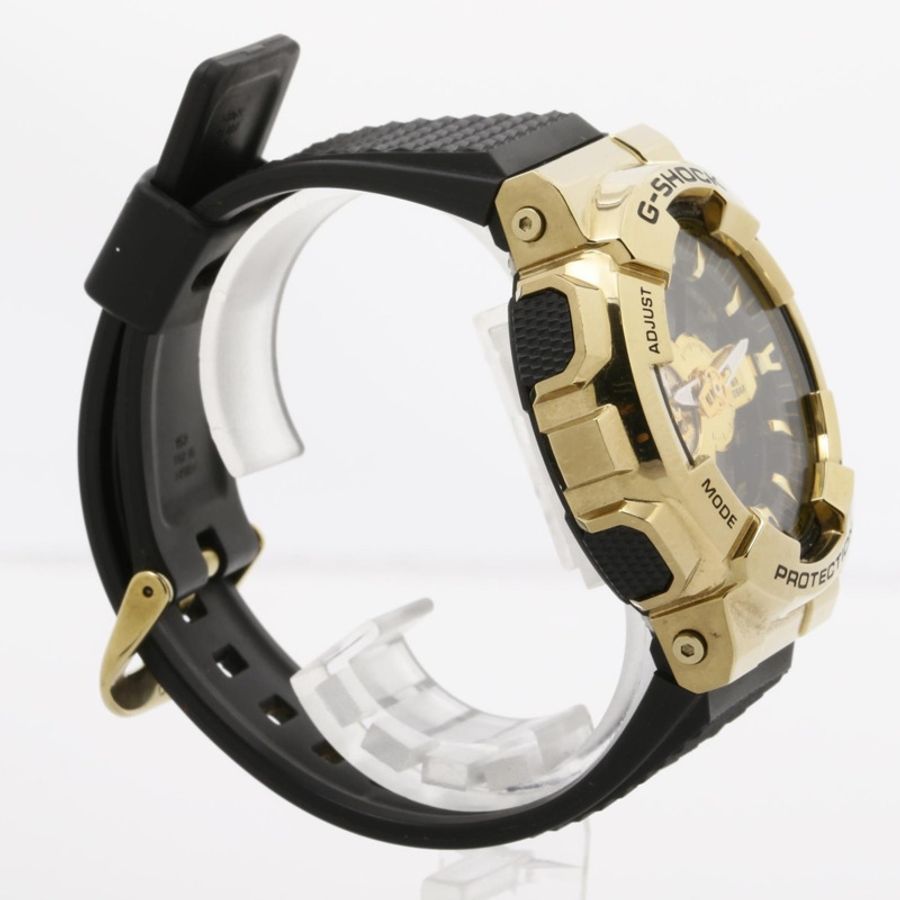 卡西歐 G-SHOCK 金屬錶殼 110 系列 GM-110G-1A9JF 金色黑色不鏽鋼 x 樹脂男士指針/數位雙顯手錶-2