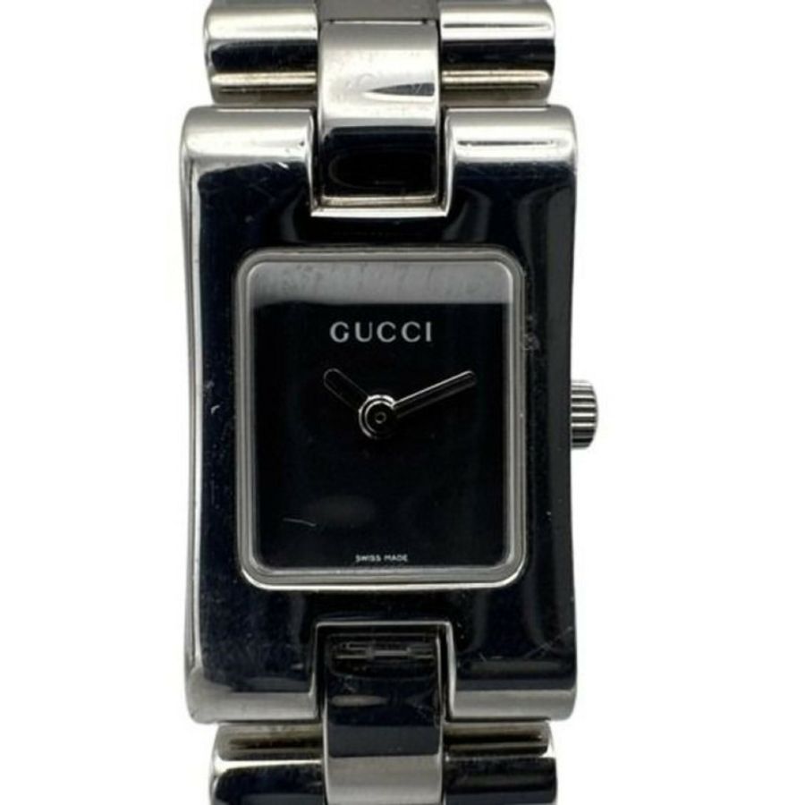 GUCCI Gucci 2305L 黑色銀色不鏽鋼女士腕錶-0