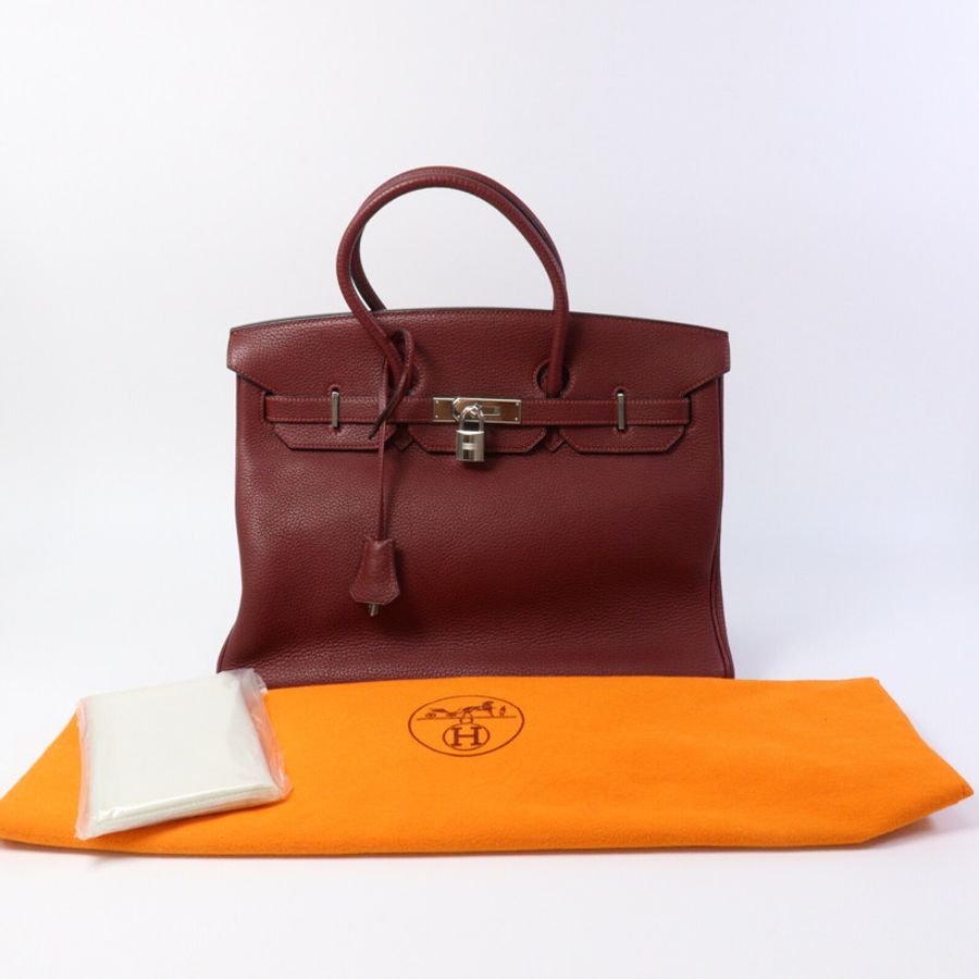 HERMES Togo皮革Birkin 35手挽袋Rouge H Buffalo-10