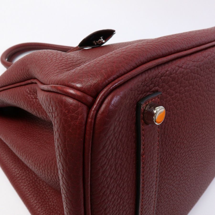 HERMES Togo皮革Birkin 35手挽袋Rouge H Buffalo-11