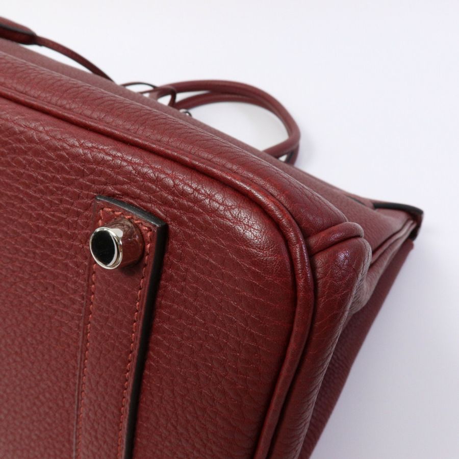 HERMES Togo皮革Birkin 35手挽袋Rouge H Buffalo-12