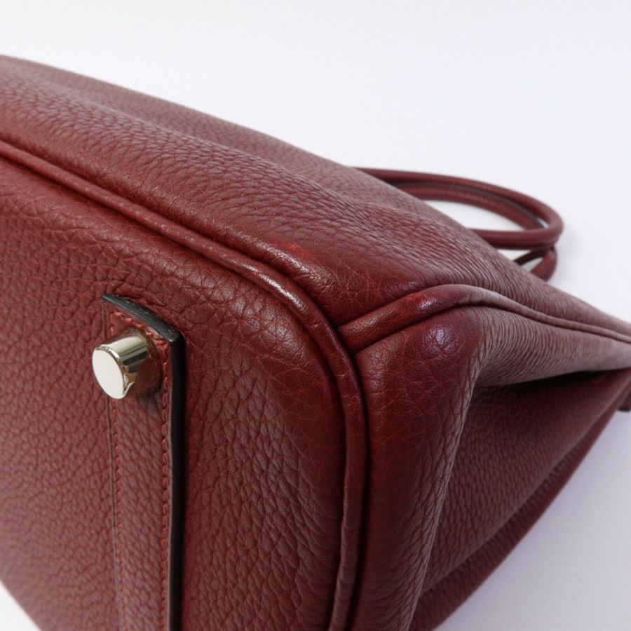 HERMES Togo皮革Birkin 35手挽袋Rouge H Buffalo-14