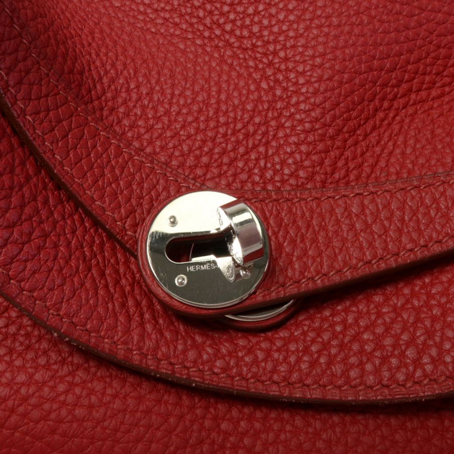 HERMES Clemence皮革Lindy 30手挽肩背兩用袋Rouge Garance-7