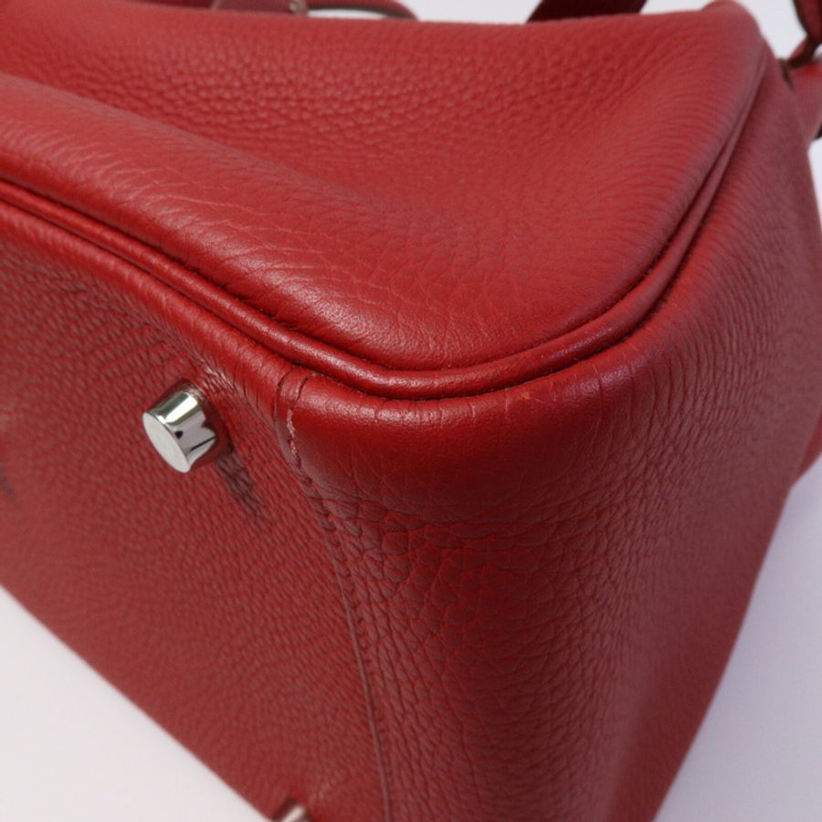 HERMES Clemence皮革Lindy 30手挽肩背兩用袋Rouge Garance-11