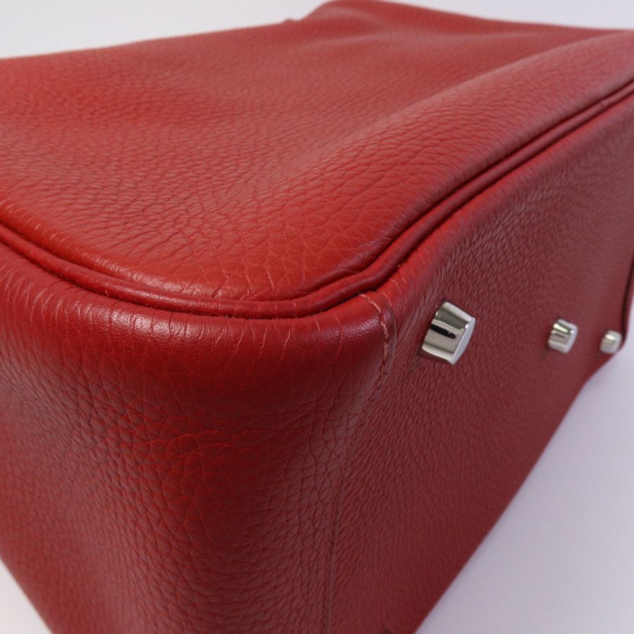 HERMES Clemence皮革Lindy 30手挽肩背兩用袋Rouge Garance-12