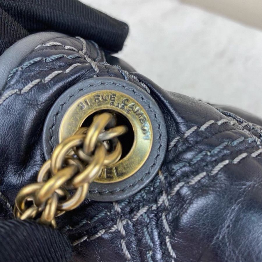 CHANEL香奈兒外縫CF系列中古款黑色牛皮金釦雷標15開👩🏻🎨-14