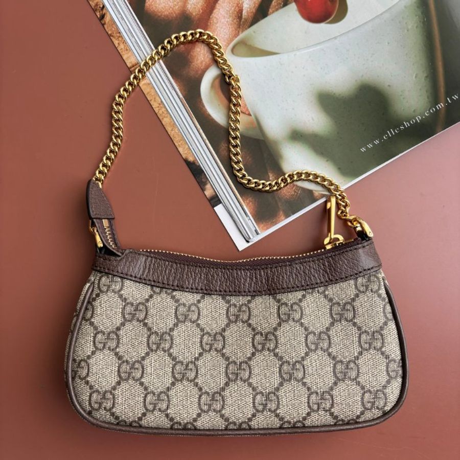 ::GUCCI:: Ophidia 764960 Supreme 烏木色迷你手提包 迷你麻將包 鏈帶手袋-1