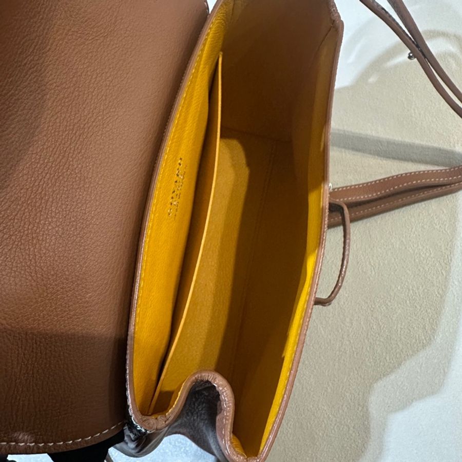 Goyard/ 戈雅Saigon焦糖色 mini西貢包 木質手柄 手提包 單肩斜挎包-5