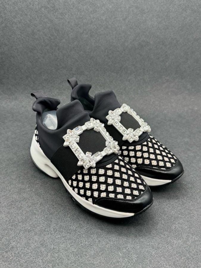 roger vivier RV黑白鑽扣厚底運動鞋 37碼 成色不錯-2