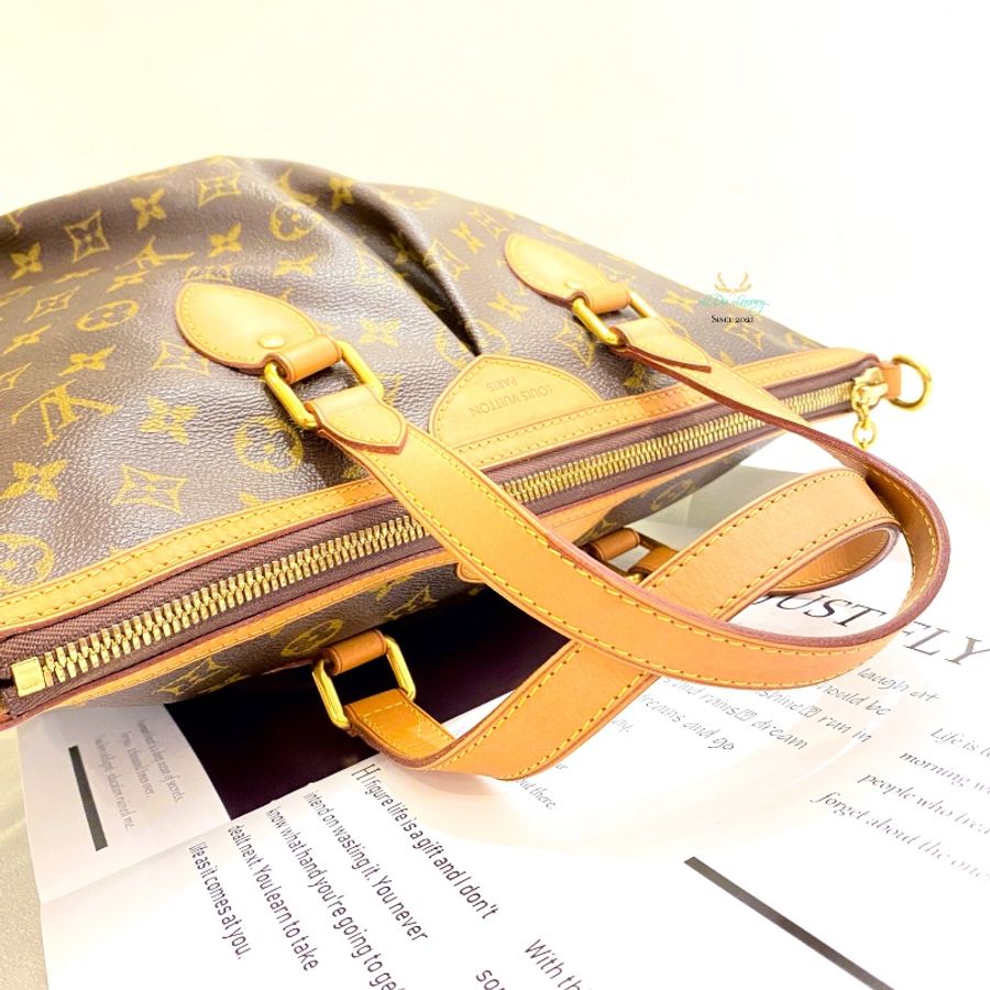 LV M40145 Palermo PM 字紋 老花 皺摺 兩用 肩背包 托特包 水餃包 抓皺包 手提包-8