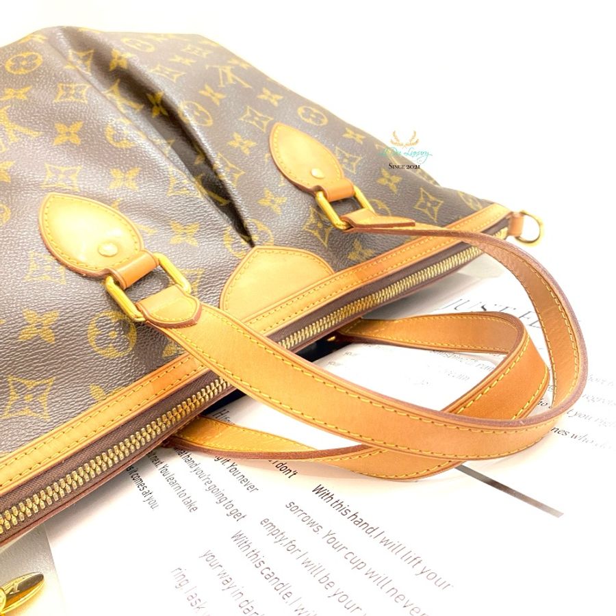 LV M40145 Palermo PM 字紋 老花 皺摺 兩用 肩背包 托特包 水餃包 抓皺包 手提包-10