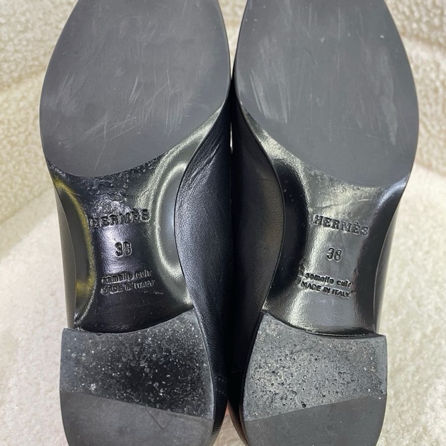 Hermes 愛馬仕樂福鞋 黑色金扣38碼-16