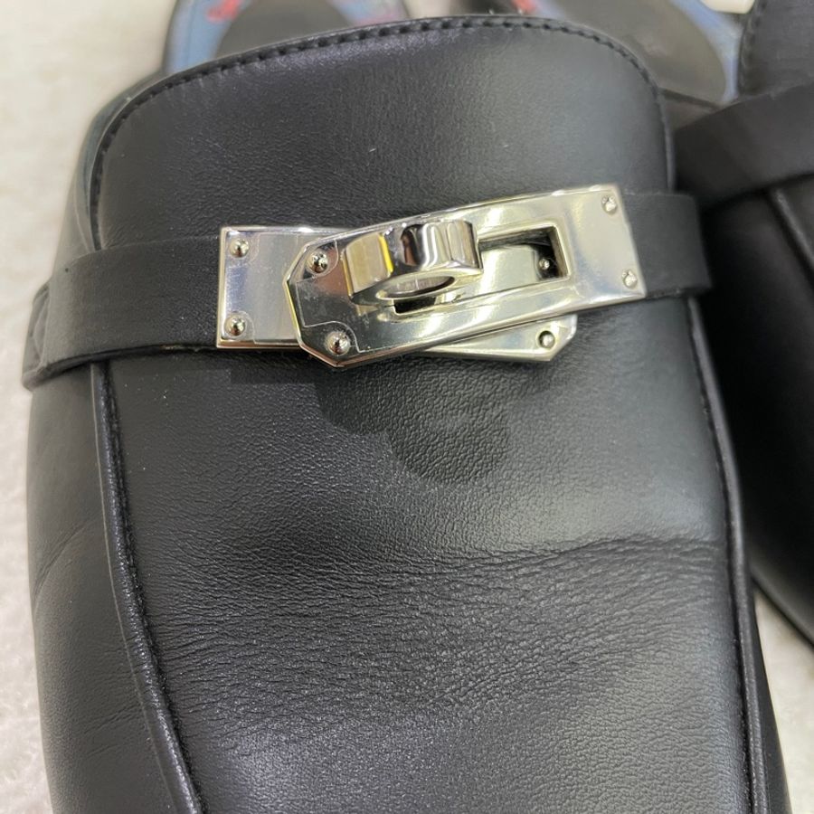 Hermes 愛馬仕樂福鞋 黑色金扣38碼-20