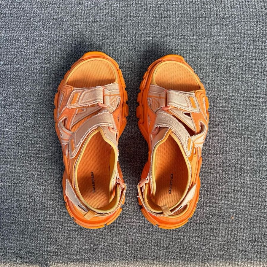 Balenciaga巴黎世家 Track 2.0 魔術貼牛仔 簡約休閒 沙灘涼鞋 暴力橙紅色 Sample配色/40碼 /98新-4