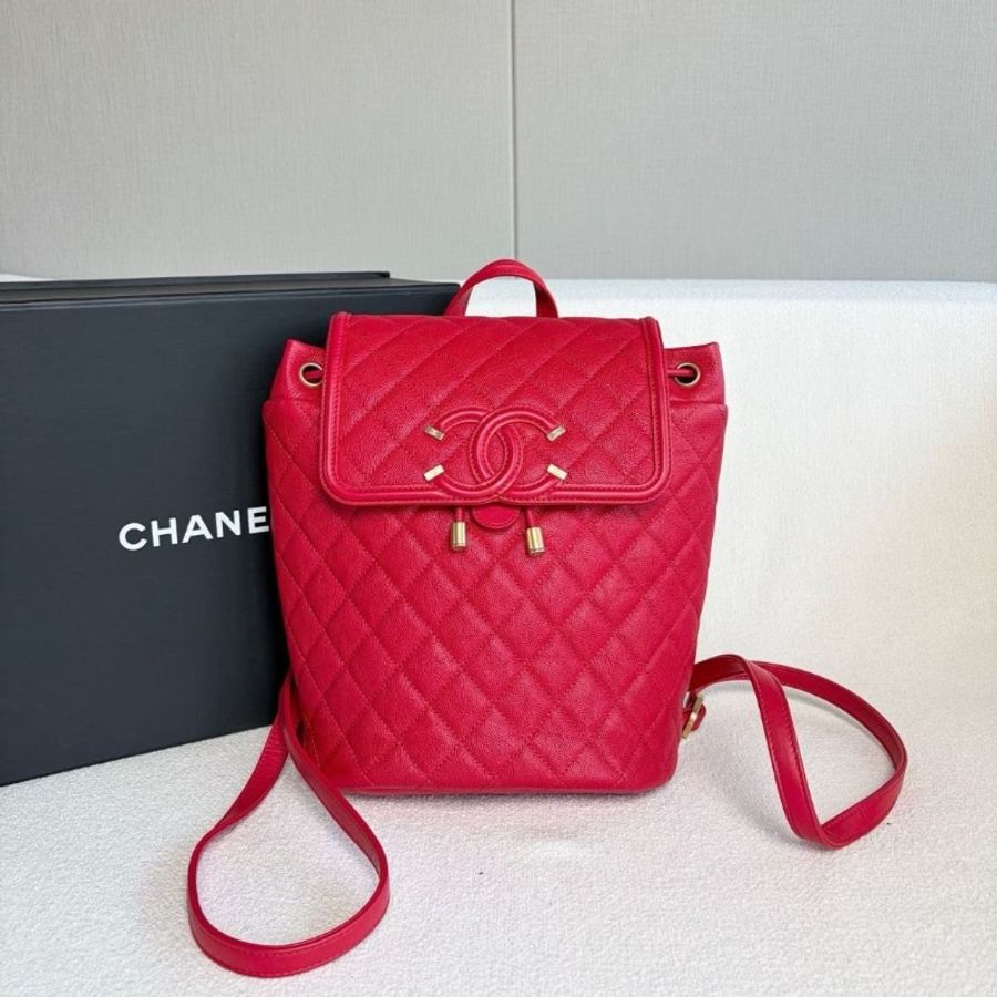 Chanel Vanity case後背包小號 紅色 金扣 荔枝皮 20*26*11 9新 配件塵袋-1