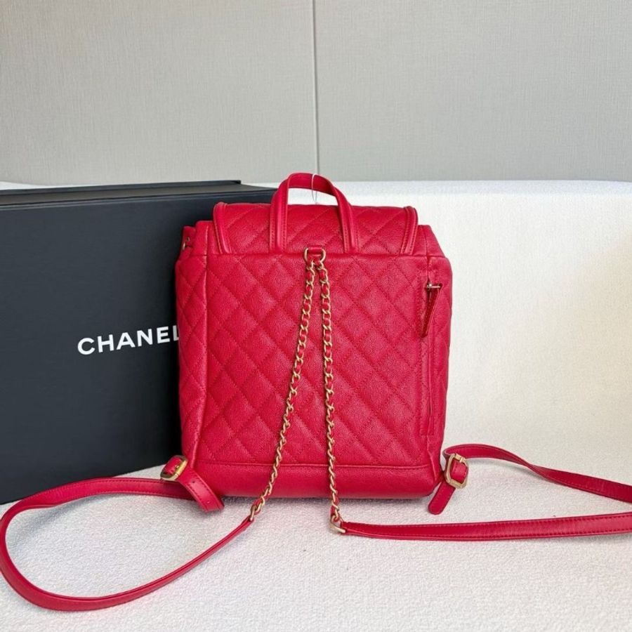 Chanel Vanity case後背包小號 紅色 金扣 荔枝皮 20*26*11 9新 配件塵袋-2