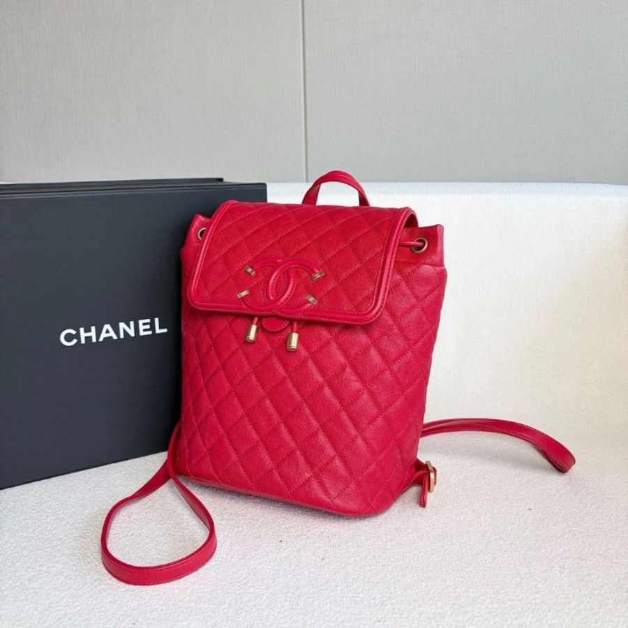 Chanel Vanity case後背包小號 紅色 金扣 荔枝皮 20*26*11 9新 配件塵袋-3
