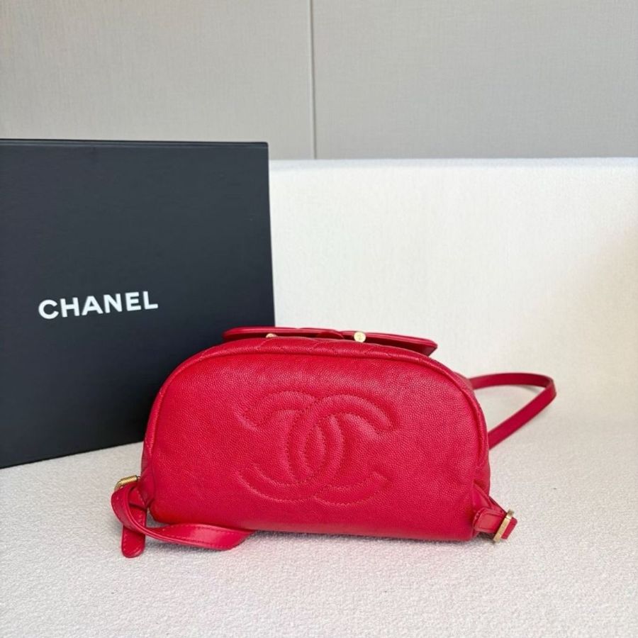 Chanel Vanity case後背包小號 紅色 金扣 荔枝皮 20*26*11 9新 配件塵袋-4