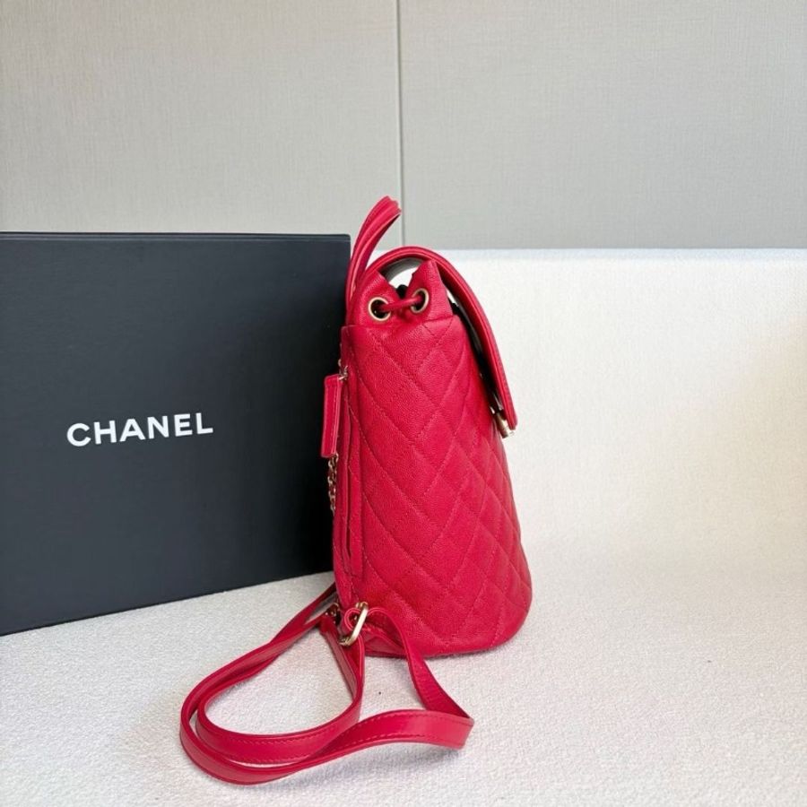 Chanel Vanity case後背包小號 紅色 金扣 荔枝皮 20*26*11 9新 配件塵袋-6