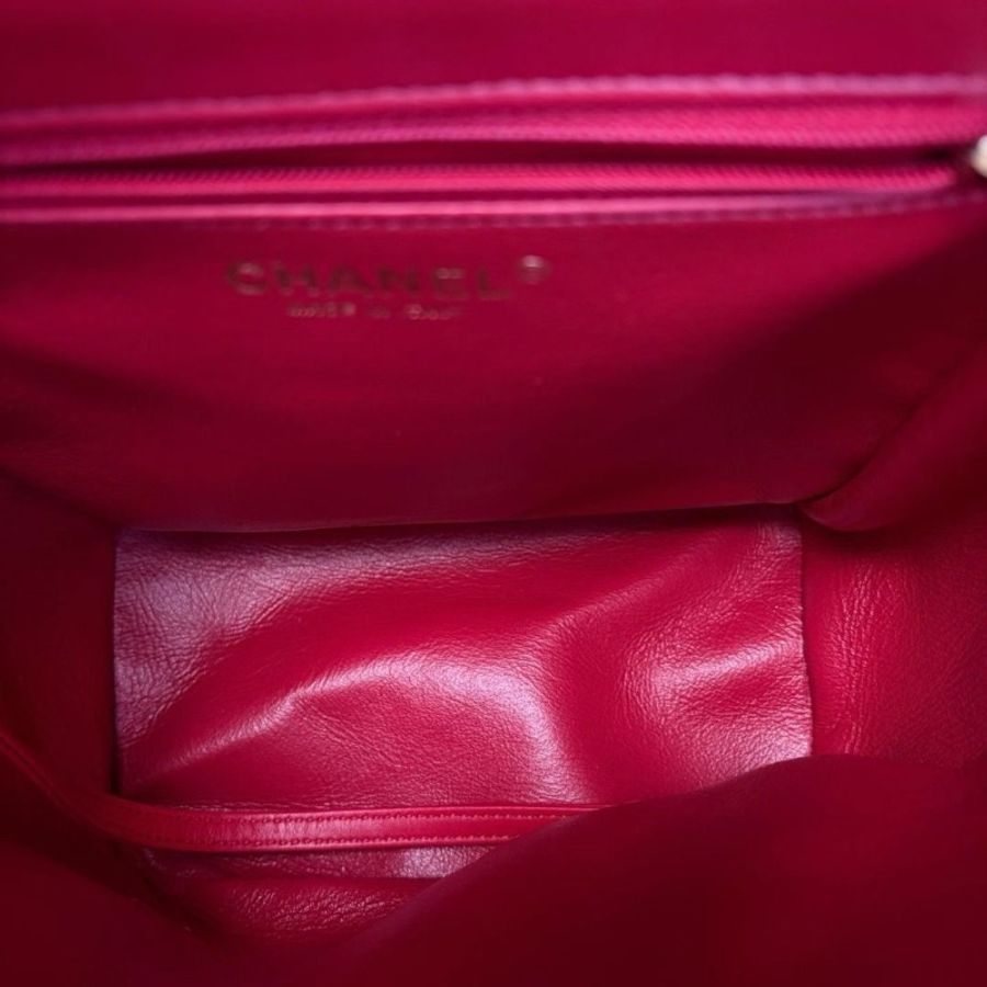 Chanel Vanity case後背包小號 紅色 金扣 荔枝皮 20*26*11 9新 配件塵袋-7