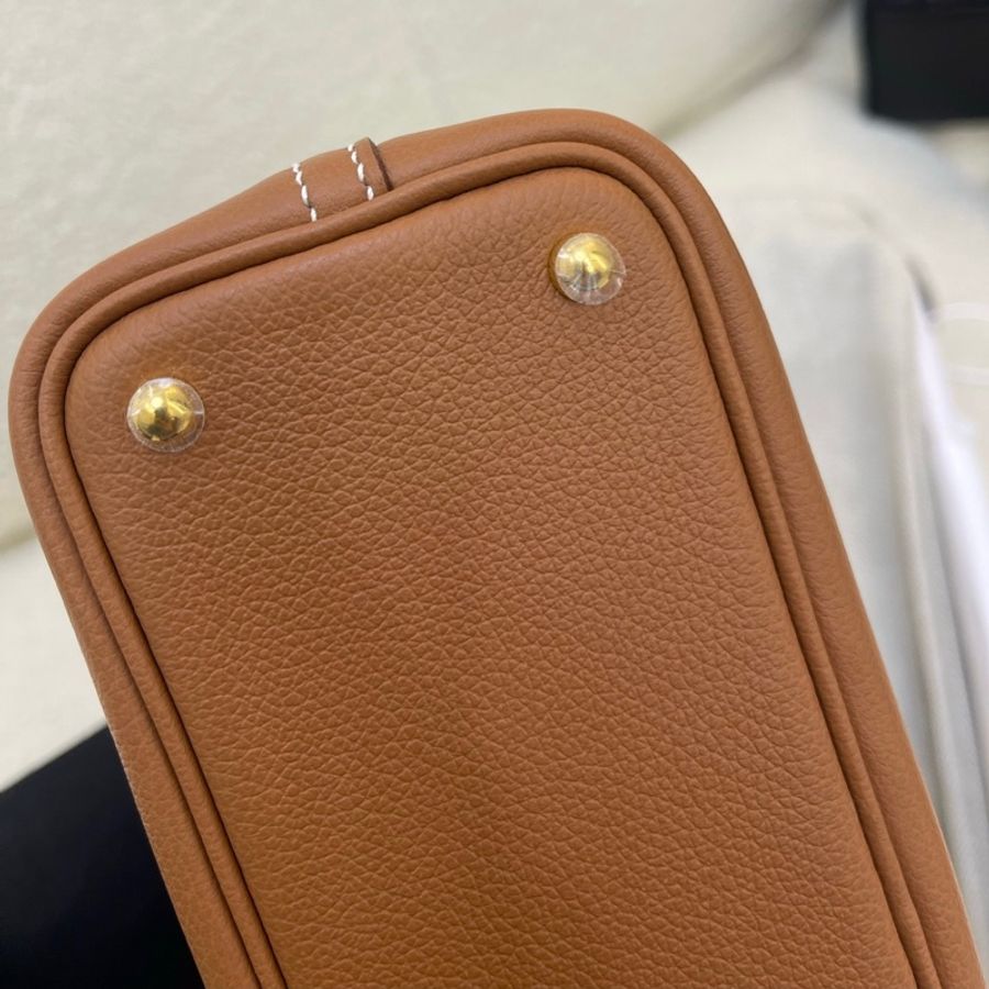閒置新 愛馬仕Hermes minibolide 手提包 金棕拼藍 k刻 配件:塵袋/肩帶/說明書。-4