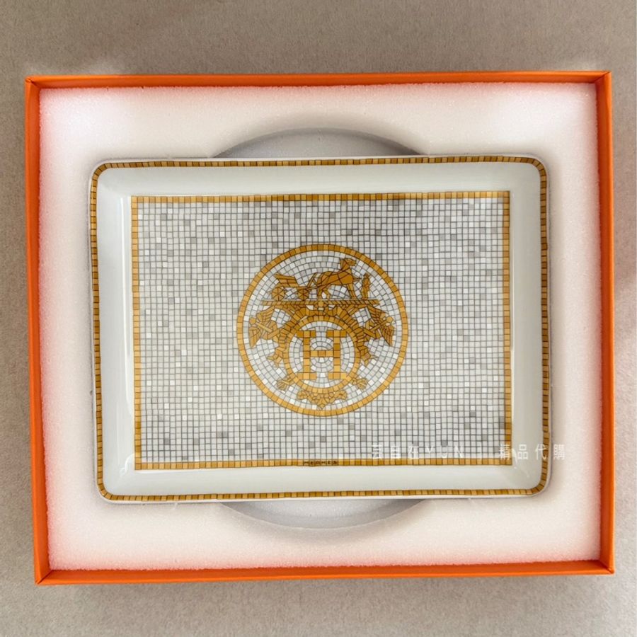 愛馬仕 Hermes Mosaique au 24 gold托盤 馬賽克飾品盤 鑰匙盤-0