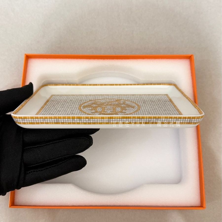愛馬仕 Hermes Mosaique au 24 gold托盤 馬賽克飾品盤 鑰匙盤-2