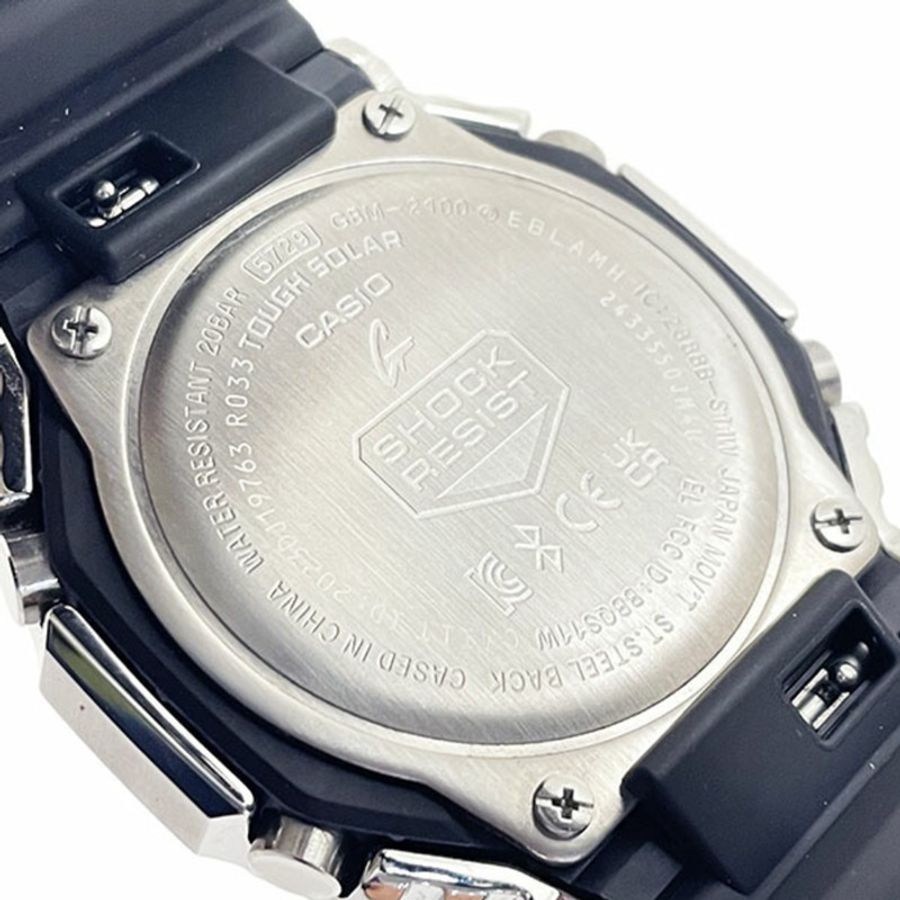 Casio G-Shock 手錶，金屬錶殼，GBM-2100A-1A3JF，指針/數位雙顯 2100 系列 5729，樹脂錶帶，綠色，卡西歐 G-SHOCK，八角形錶盤，太陽能動力，移動互聯，指針/數字雙顯，男士 XW-16856-5