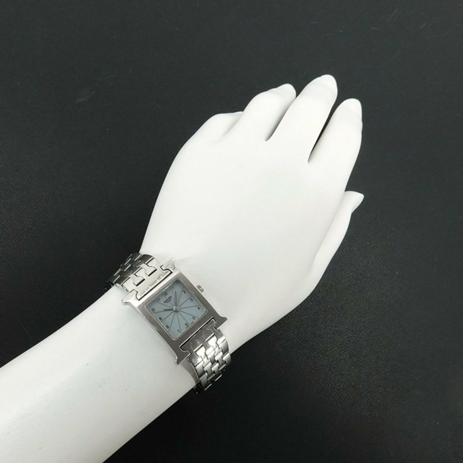 愛馬仕 H-Watch HH1 210 女士腕錶 白色灰色石英錶-3