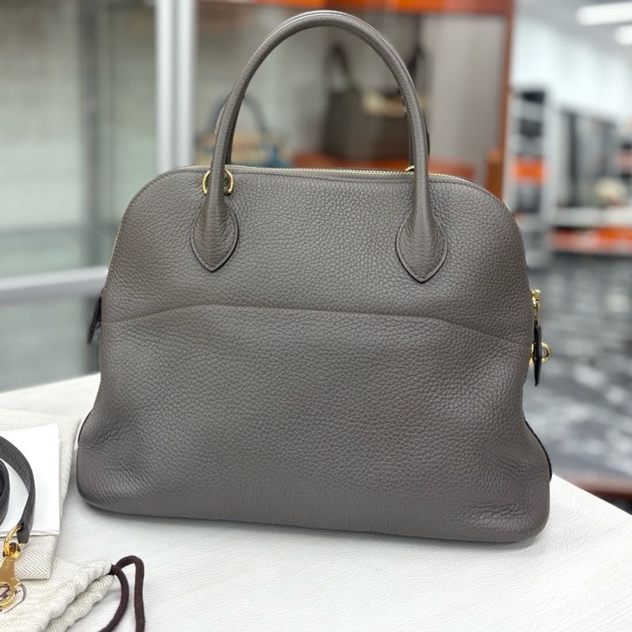 Hermes 8F錫器灰Bolide31 c刻,togo 附件鎖具、肩帶、塵袋。-1