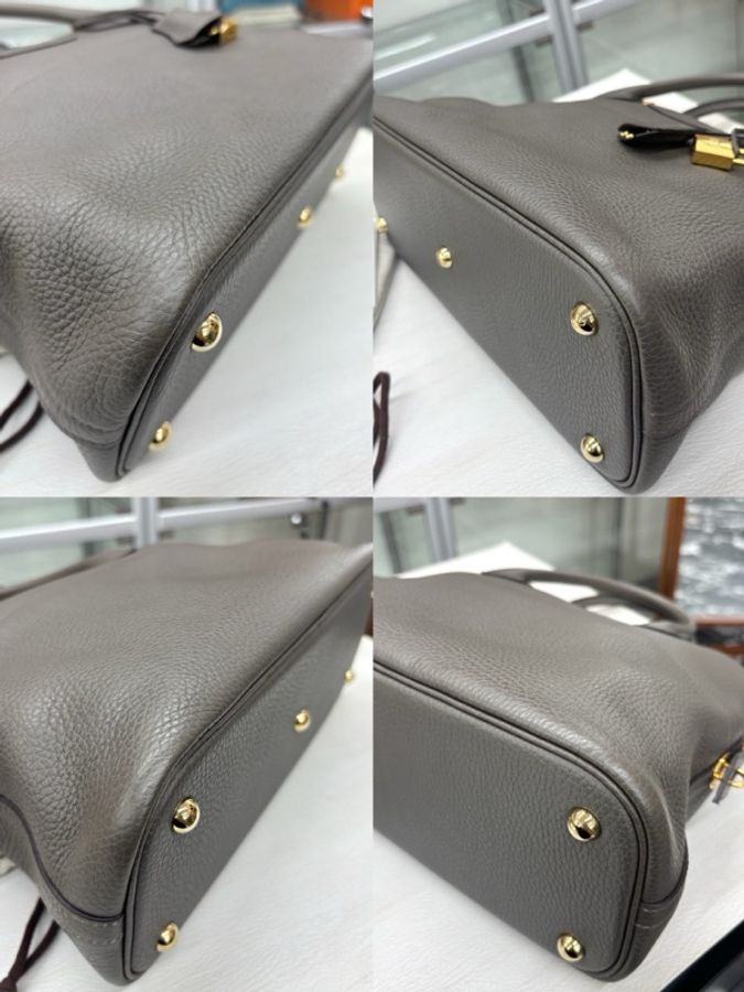 Hermes 8F錫器灰Bolide31 c刻,togo 附件鎖具、肩帶、塵袋。-5