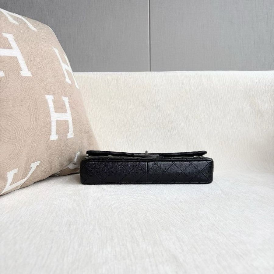 Chanel 黑銀2.55刀叉法棍腋下包 牛皮 27*12*5 99新配件塵袋-7