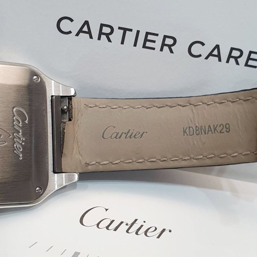 【大眾名錶】Cartier卡地亞 WSSA0022 山度士系列 2021/10 銀面羅馬時標 原廠皮帶/扣 錶徑43.5x31.4mm 石英機芯 大眾名錶G322-7