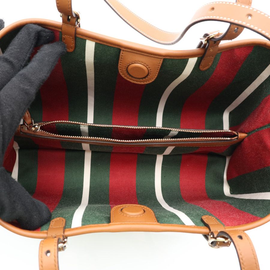 淺棕色 原花帆布 GG Emblem Medium 兩用包【GUCCI 古馳】 815214-2
