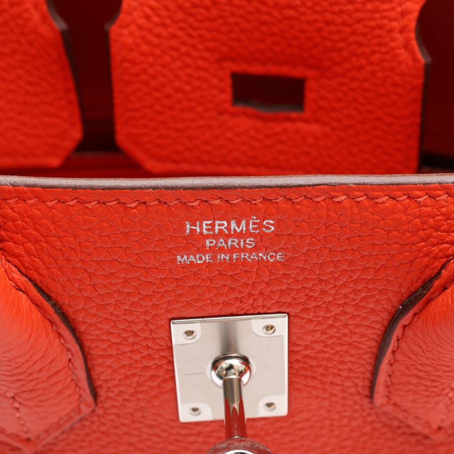 火橘色 Togo牛皮 Birkin 25 柏金包 手提包 K刻 銀扣【HERMES 愛馬仕】 H041344-5