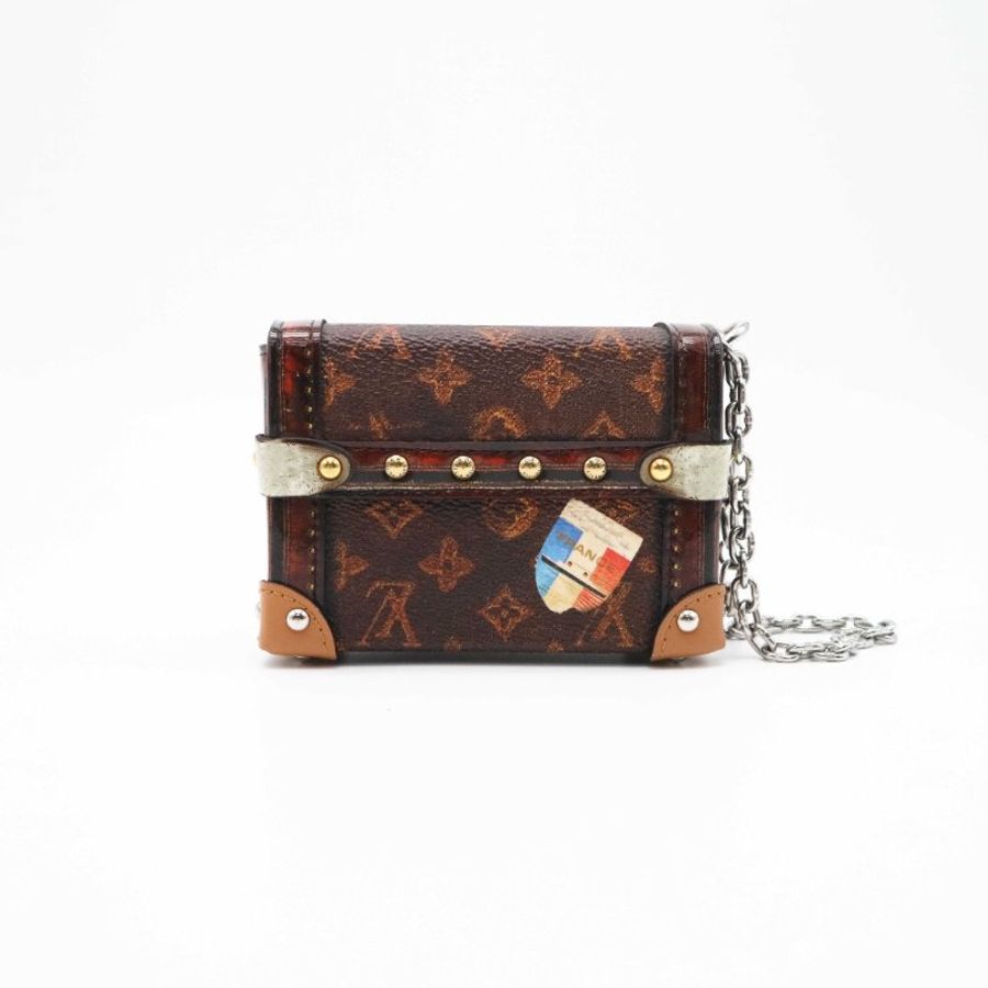 LV  trunk nano 老花mini 限量復古楓葉小盒子 7.5*11*4 98新配件塵袋-5