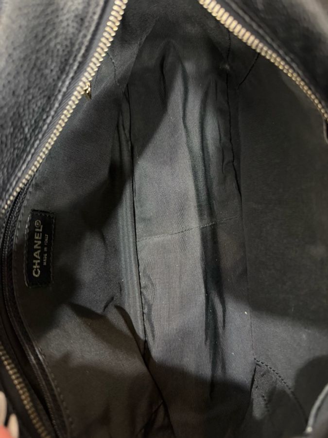 CHANEL/香奈兒 黑金荔枝紋牛皮PPT手拎單肩包 95新-7