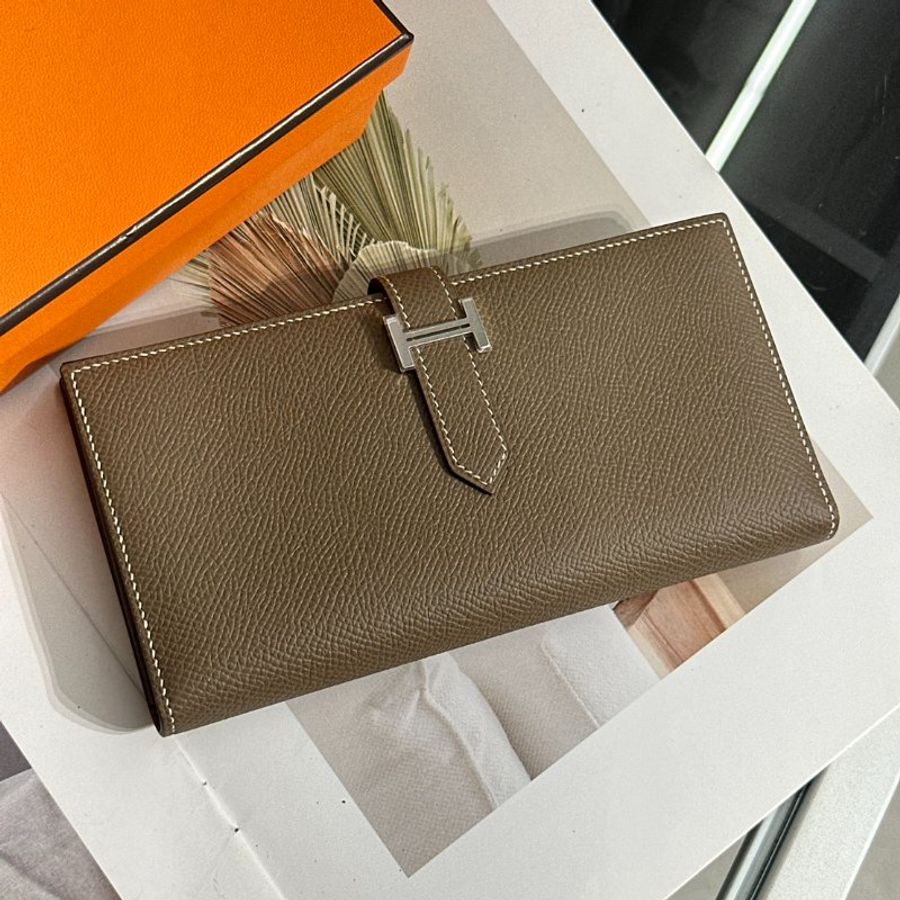 HERMES Bearn雙折長夾 - Etoupe 18 大象灰銀 Y-1
