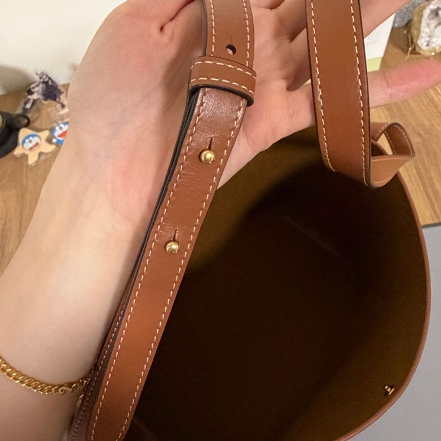 Celine PVC咖牛皮Soft Shopper肩斜背購物袋-13
