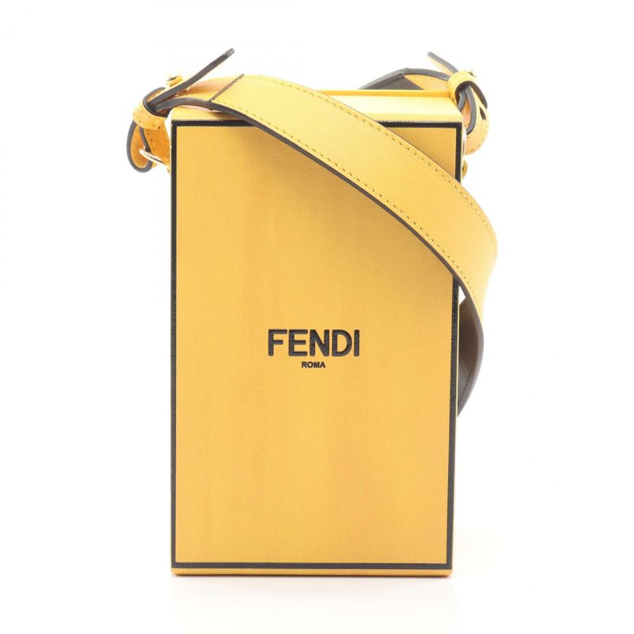 FENDI Box 斜背包單肩包 7VA519 皮革 黃色 二手 男女通用-0