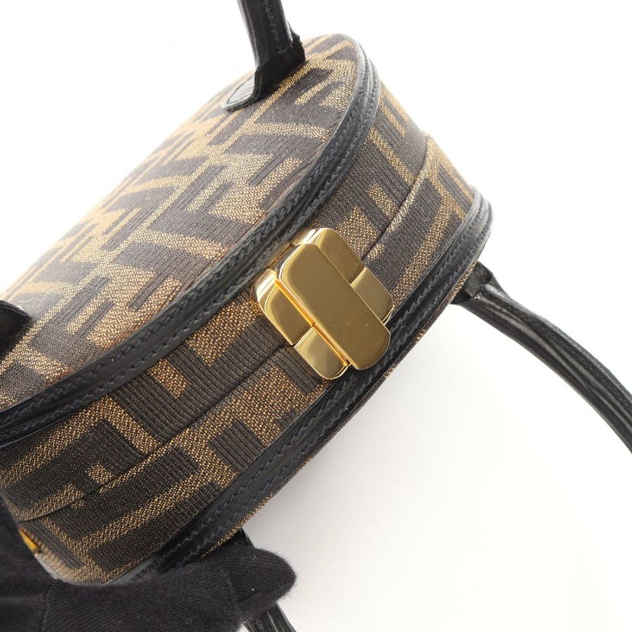 FENDI Zucca 2WAY 單肩手提包 帆布皮革 棕色 二手 女士-4