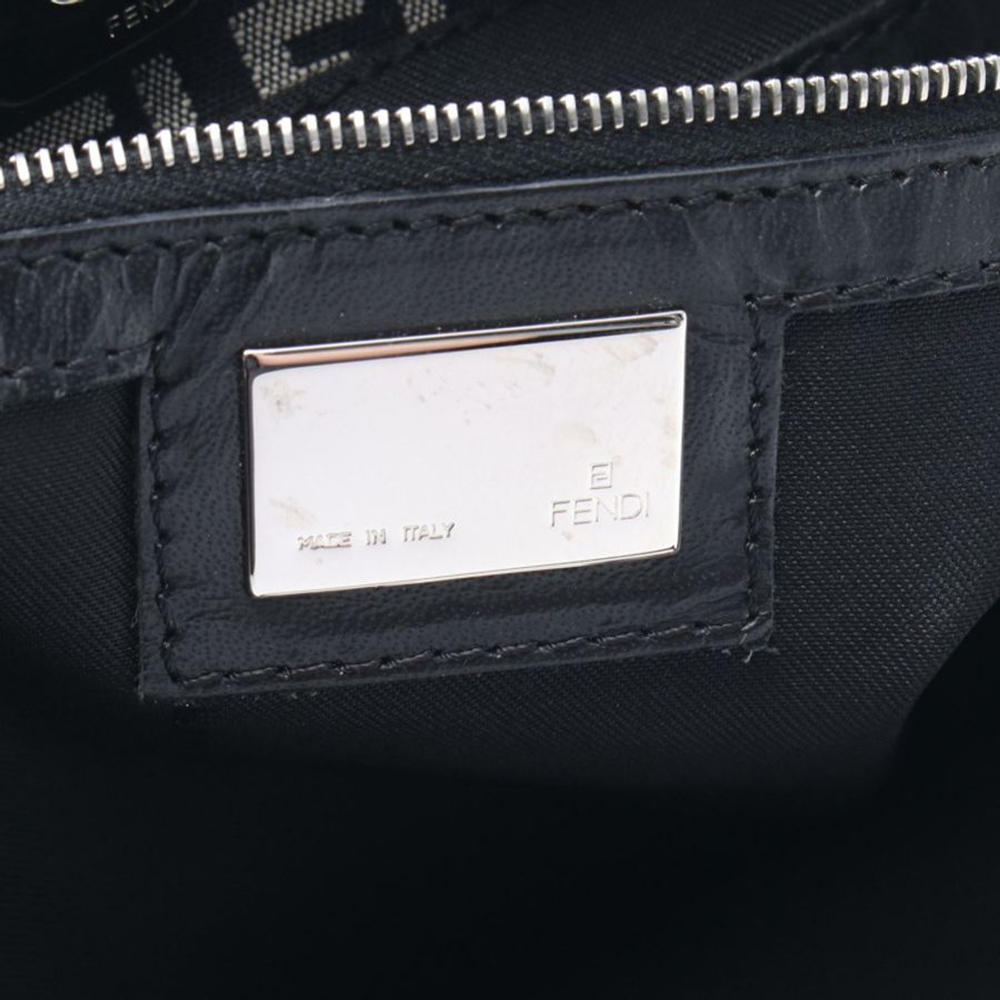 FENDI Zucca 手提包，帆布皮革，黑色/灰色，二手女款-3