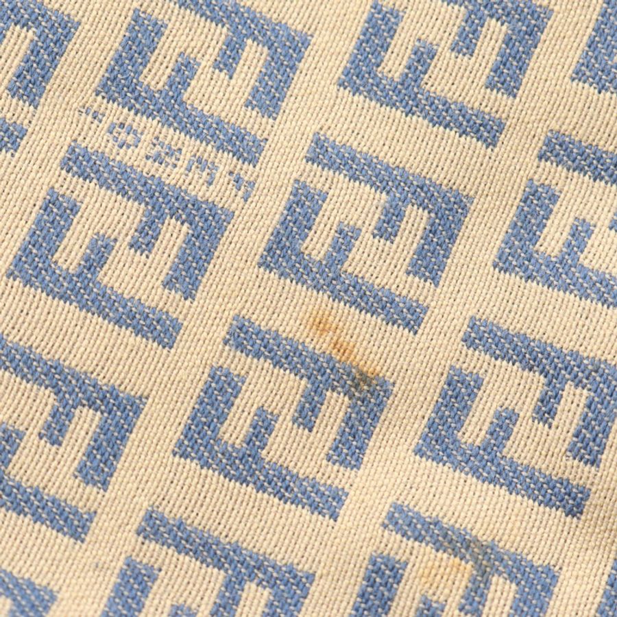 FENDI Zucchino 手提包 8BR466 帆布皮革 米色 海軍藍 二手 女士-8