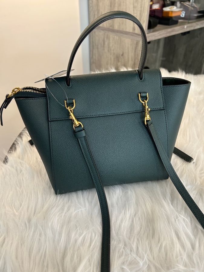 Celine 牛皮 鯰魚包 小號 墨綠色-4