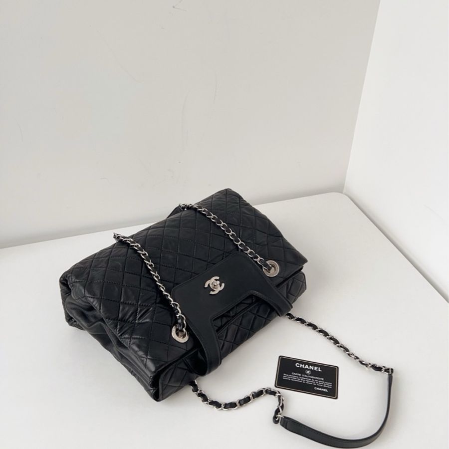💎Chanel香奈兒｜黑銀菱格 tote 單肩包｜98新-5